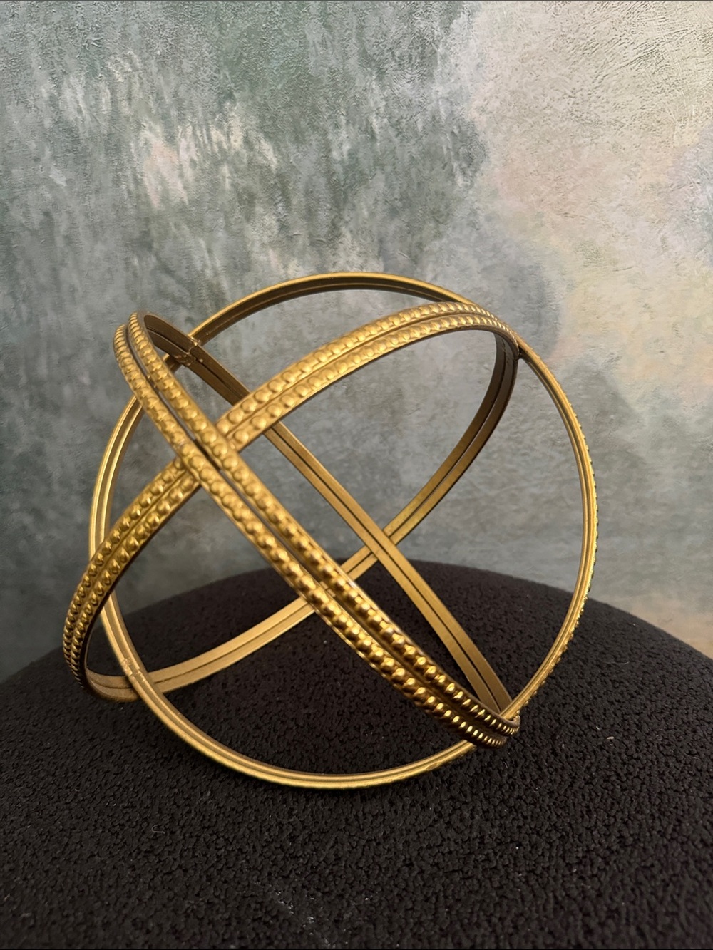 Decorative Gold Orb and Sculpture - Metal Decorative Accent 7.5”